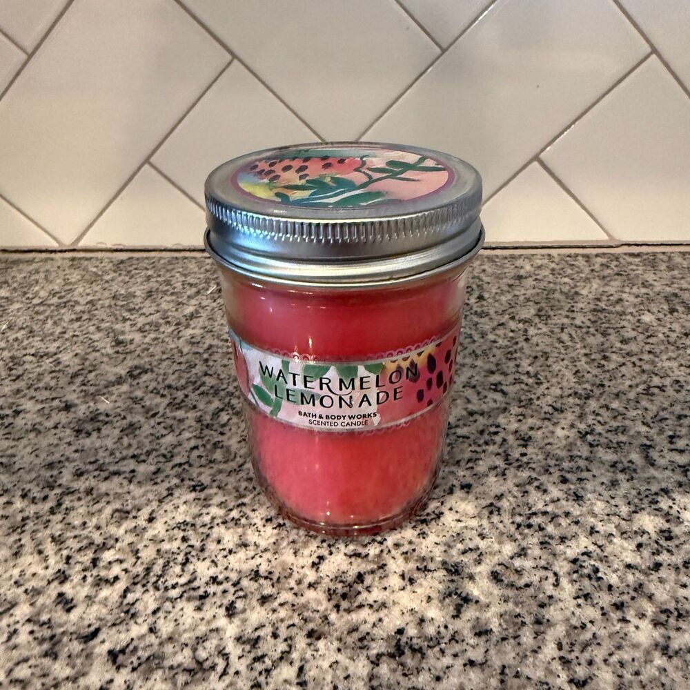 Bath & Body Works Watermelon Lemonade Mason Jar Candle 2016 NOS